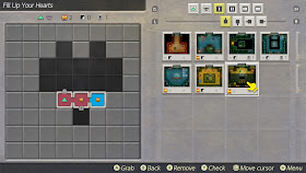 screenshot of the Chamber Dungeon menu, the challenge where you have to fill up a heart shape with rooms