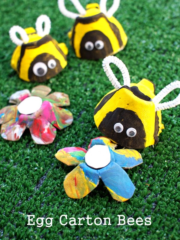 egg carton bees and flowers kids' craft