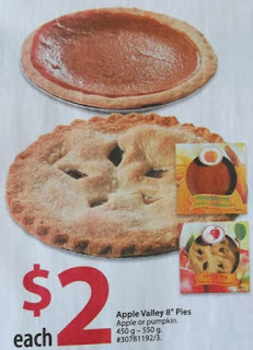 Apple Valley 8” pies apple or pumpkin 450 g – 550 g $2.00