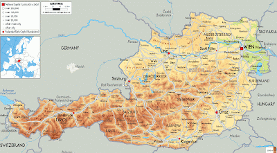 Physical Map of Austria