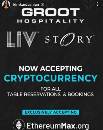 Liv and Story now exclusively accepting crypto (EthereumMax)