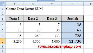 Contoh data rumus sum