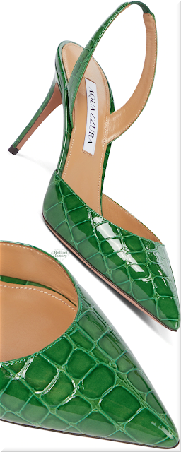 ♦Aquazzura So Nude green croc-effect leather pumps #aquazzura #shoes #green #pantone #brilliantluxury