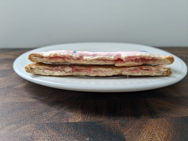 Frosted Strawberry Milkshake Pop-Tart cross-section.