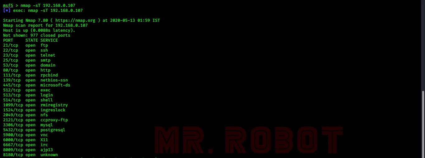 Metasploit 2 open ports