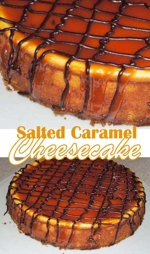 Traditional New York Cheesecake with Salted Caramel Topping #cheesecake #saltedcaramel