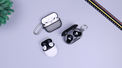 Three Different Brands of AirPods and Earbuds