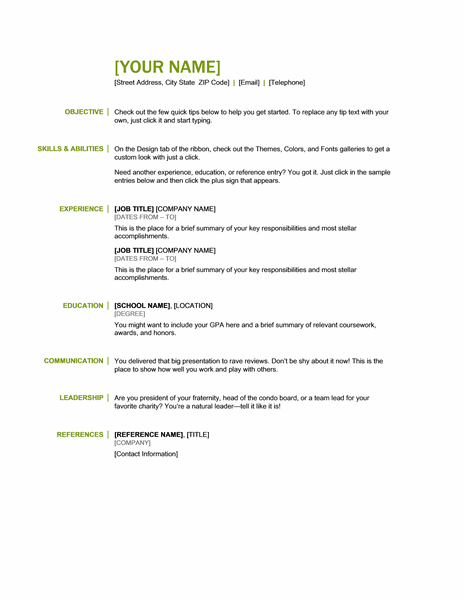 this Basic resume , green and black, template, model or example ...