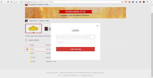 Cara Tukar Garena Shell dengan Voucher AOV