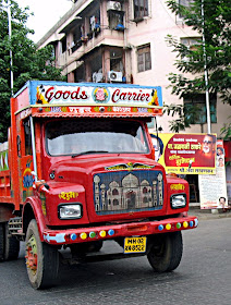 taj mahal painted in front of truck