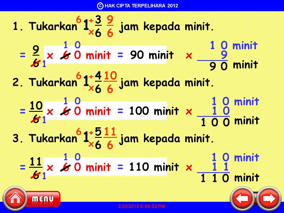 AZIMAT MATEMATIK: ASAS PENUKARAN PECAHAN BERCAMPUR JAM 