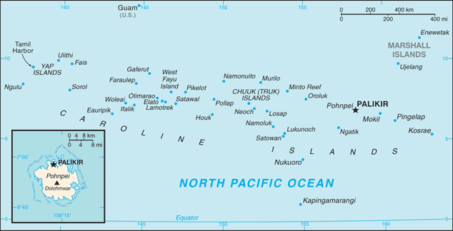 Micronesia - Bản đồ địa lý của Liên bang Micronesia 🇫🇲