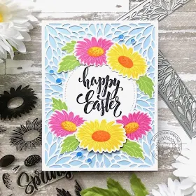 Sunny Studio Stamps: Blooming Frame Dies Cheerful Daisies Easter Card by Lynn Put