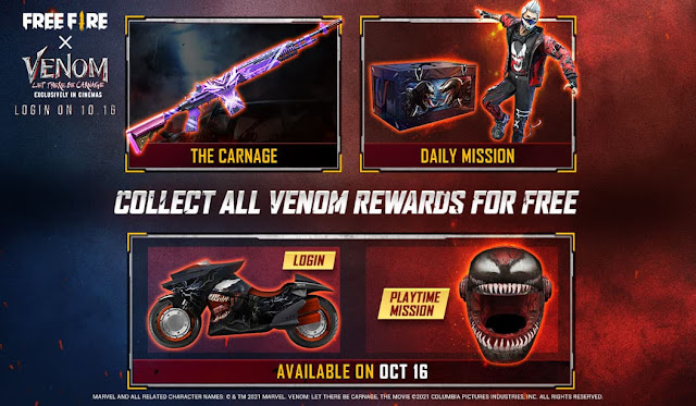 Free Fire x Venom in-game rewards