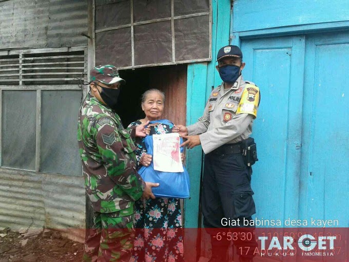 Sinergitas TNI - Polri, Kodim Pati Bagikan 250 Paket Sembako ke Warga Yang Kurang Mampu