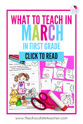 Looking for fun and exciting resources to add to your list of March activities for first grade this year? From math and ELA, writing to grammar, and even some super fun craftivities, these March activities include everything you need for a month full of learning fun in your first grade classroom. #thechocolateteacher #marchactivitiesforfirstgrade #marchactivities #marchmath #marchELA