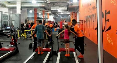 Inside the Kids Gym - on the treadmills