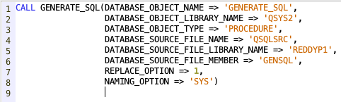 Generate SQL - IBM i