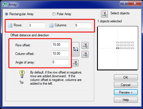 Penggunaan Perintah  Array pada AutoCad 2007