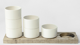 desk tidy made from stacking ceramic cylinders