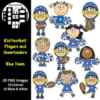  Kid Football and Cheerleaders Clipart