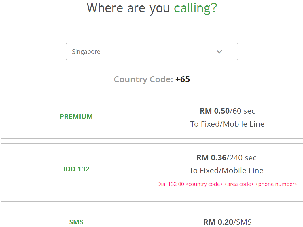 call singapore from malaysia