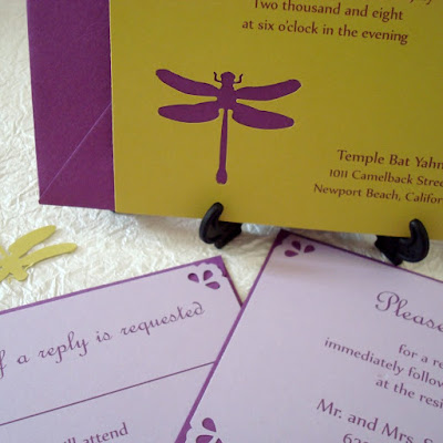  Summer and Seth chose a dragonfly motif for their wedding invitations 