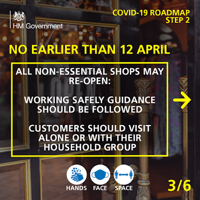 UK Gov COVID Roadmap Business 3 of 6 non essential shops no earlier than April 12th