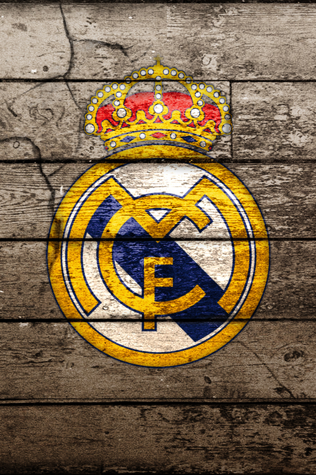 Real Madrid Logo oN Wood iPhone Wallpaper HD