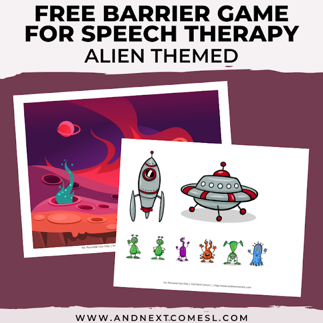 Free speech therapy barrier game: alien themed