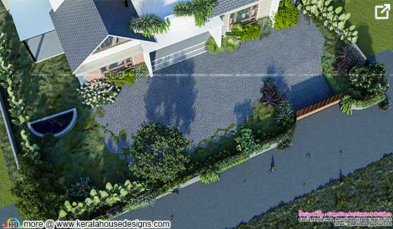 Dormer window house drone view rendering