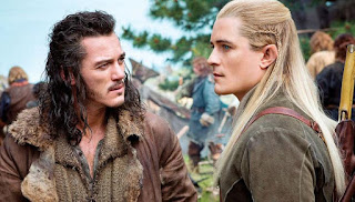 Luke Evans (Bardo) junto a Orlando Bloom (Legolas), El Hobbit