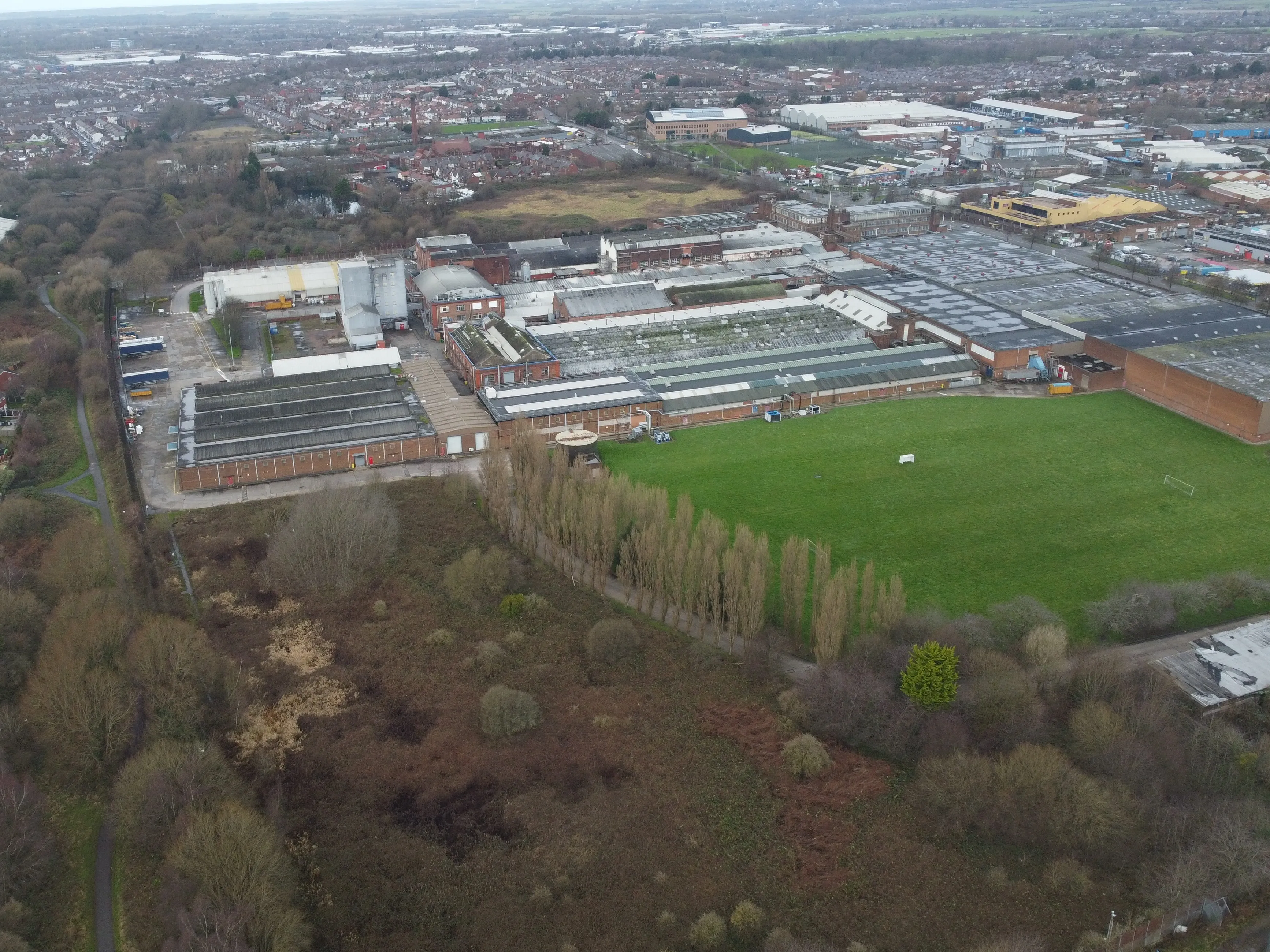 Drone aerial photo of Liver Industrial Estate Hartley's and Jacob's