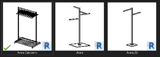 Araras e cabideiro em Revit - Famílias Revit