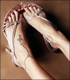Rosary Tattoo Designs especially Female Rosary Foot Tattoo