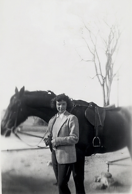 Unknown Girl with Horse from the Wright family photos, Northampton MA, around 1938
