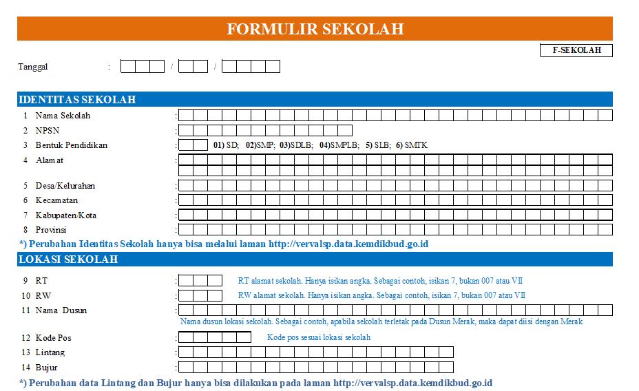 Download Formulir Sekolah Dapodik dan Panduannya