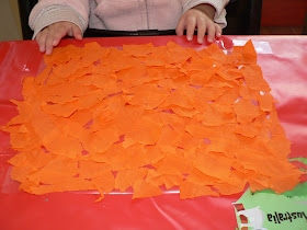 orange tissue paper sun catcher