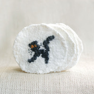 Halloween black cat coasters