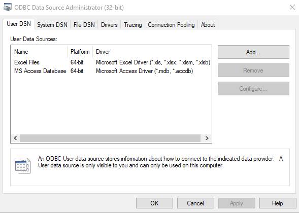 How to Open ODBC Data Sources in Windows 10