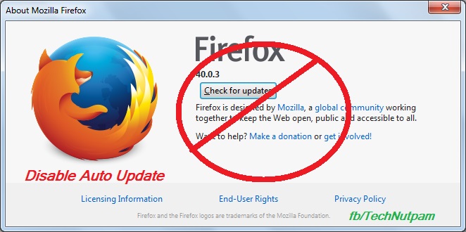 How to disable automatic updates in Firefox browser