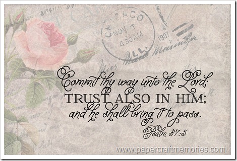 Psalm 37:5 vintage rose  frameable 4x6
