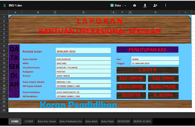 Aplikasi Laporan Bulanan BOS Terbaru Format Excel