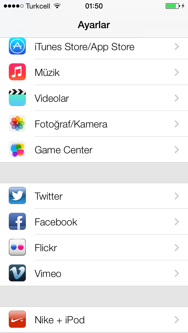 iOS 7 Denetim Merkezi