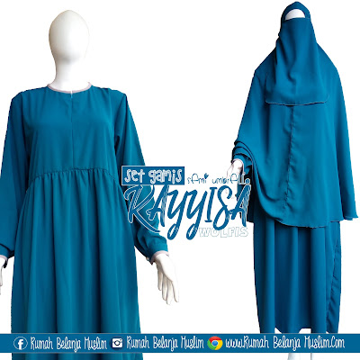 Gamis Syar'i Wolfis Kayyisa Biru Tosca Tua