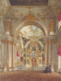 Cathedral in the Winter Palace by Edward Petrovich Hau - Interiors Drawings from Hermitage Museum