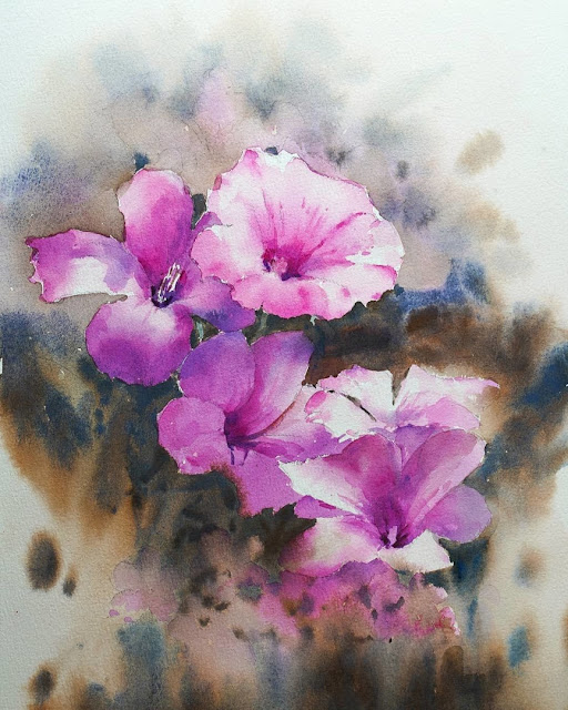 Watercolor floral 🌸 chinese artist Cui Ke