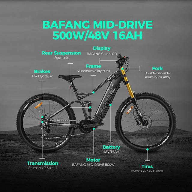 eAhora ACE 27Mph Electric Bike Mountain-Bikes