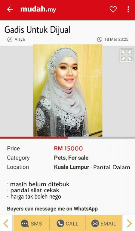 Iklan Mudah Pengantin Perempuan Hantaran RM15,000 