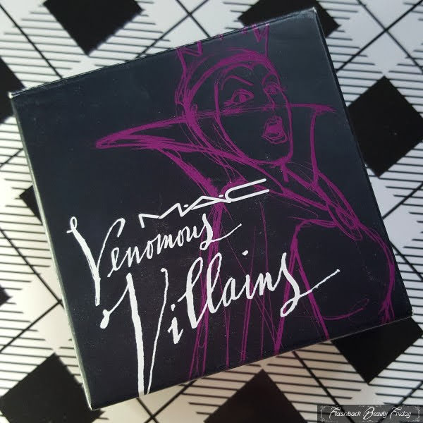 black MAC makeup box from Venomous Villains collection with The Evil Queen Snow White artwork on front